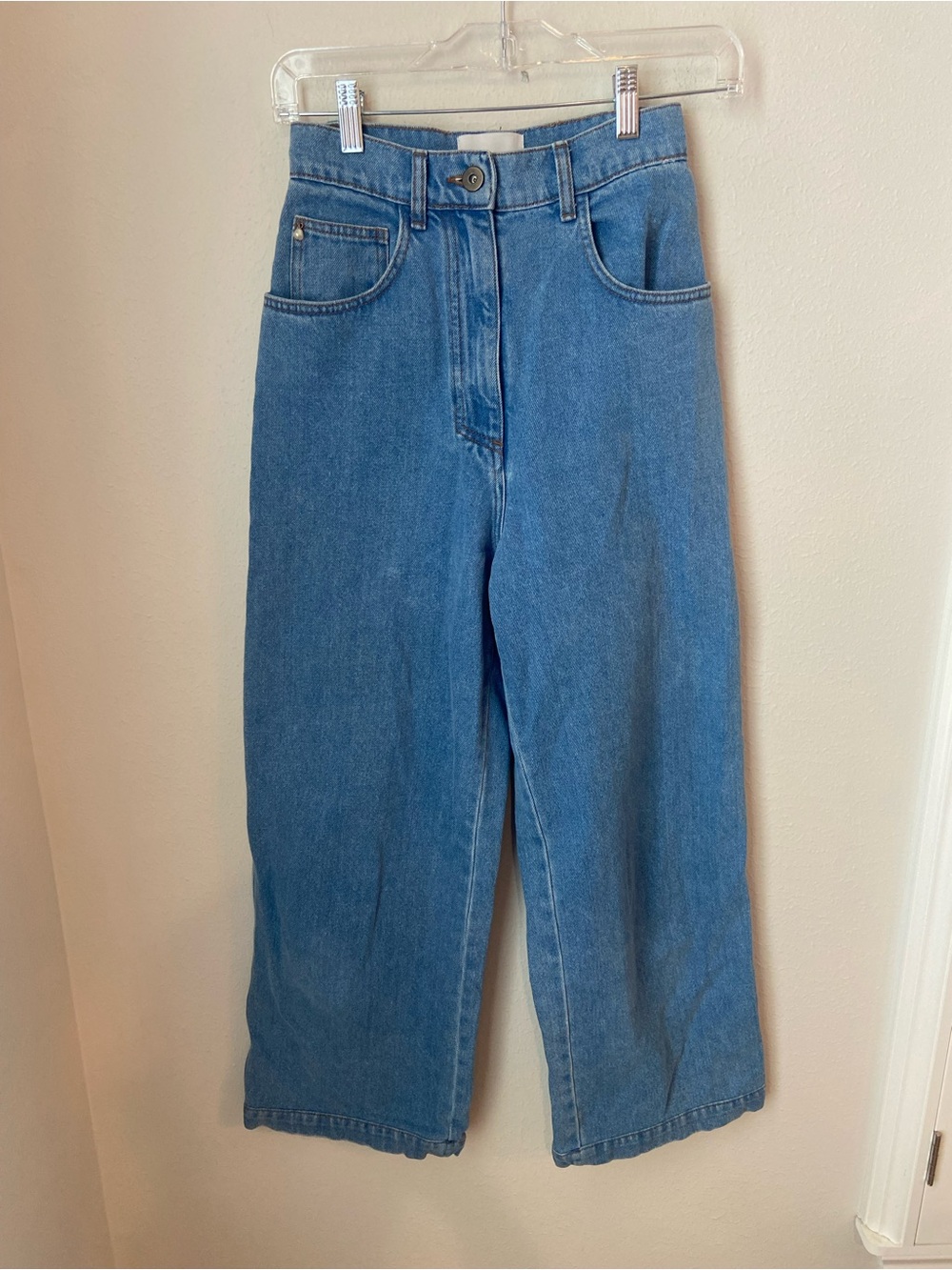 Nanushka Light Wash High Rise Wide Leg Cropped Jeans Size 26
